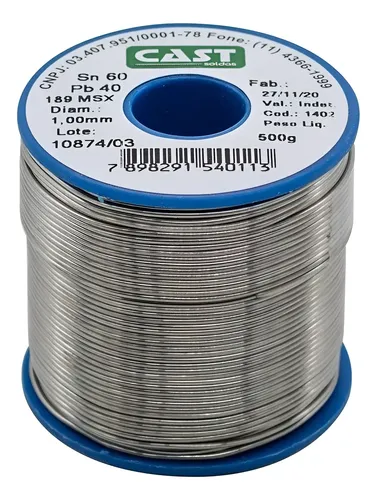 Estanho De Solda 1.0mm 60x40 189 Msx Carretel 500g Cast | MercadoLivre