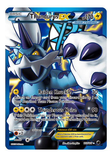 Pokemon Thundurus Ex 110/116 Full Art Plasma Freeze Plf