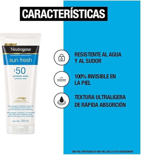 2 Neutrogena Sun Fresh Protector Solar Corporal Fps50, 200ml