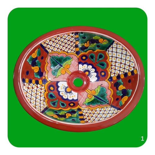 Imagen 1 de 2 de Lavabo Grande Color Cerámica Tipo Talavera 44x36x17 Cm M12
