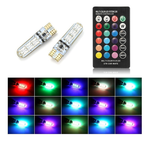 Posición Led T10 Rgb (x2) + Control Remoto  Alta Luminosidad