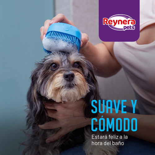 Cepillo Dispensador De Jabón Baño Perros Mascotas Reynera Color Azul