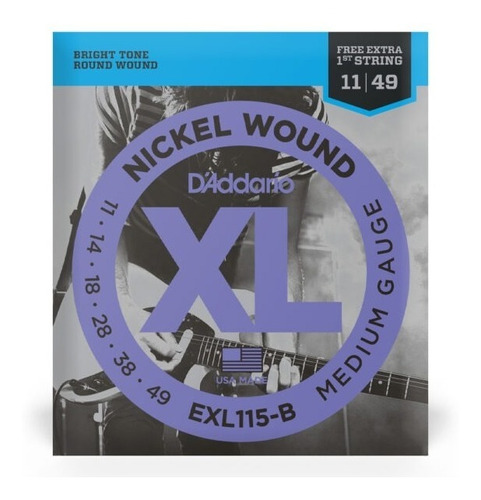 Encordoamento Daddario Exl115-b Guitarra .011 1ª Corda Extra