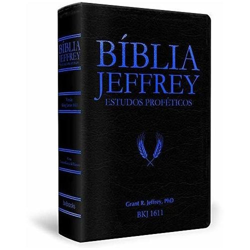 Libro Bíblia Jeffrey Estudo Profético Preto Com Detalhe Azul