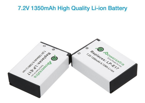 Imagen 3 de 6 de 2 X Batería Lp-e17 + Dual Usb Cargador Para Canon Eos M3 M5