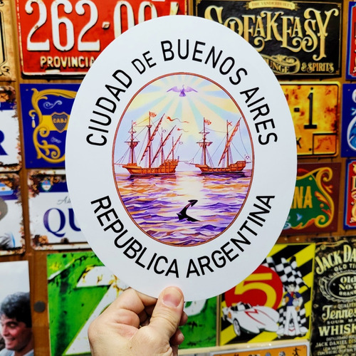 Cartel De Chapa Decorativo Escudo Ciudad De Buenos Aires 