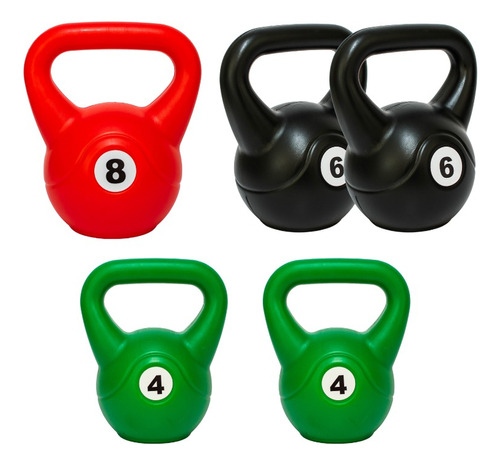 Kettlebel 8kg + 2 Ketllebell 6kg + 2 Kettlebell 4kg