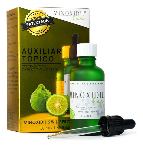 Auxiliar Capilar Minoxidil 5% + Concentrado De Bergamota50ml