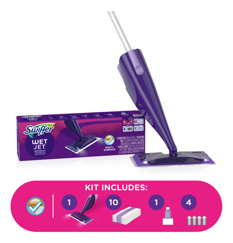 Kit De Inicio Trapero Swiffer Wetjet (1 Trapeador, 10