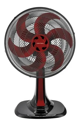 Ventilador De Mesa Turbo 6 Vermelho 50cm Ventisol 50 Cm 60 Hz Preto 127v Plástico