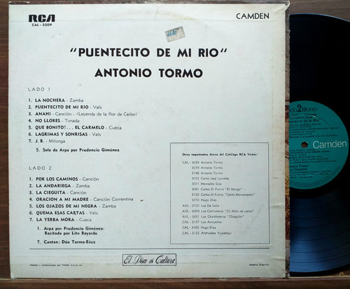 Antonio Tormo - Puentecito De Mi Río - Lp Año 1969 Folklore (Usado)