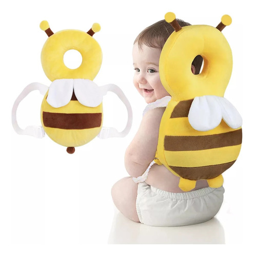 Protetor Capacete Cabeça Bebê Proteção Anticolisão Ajustável Amarelo Abelha