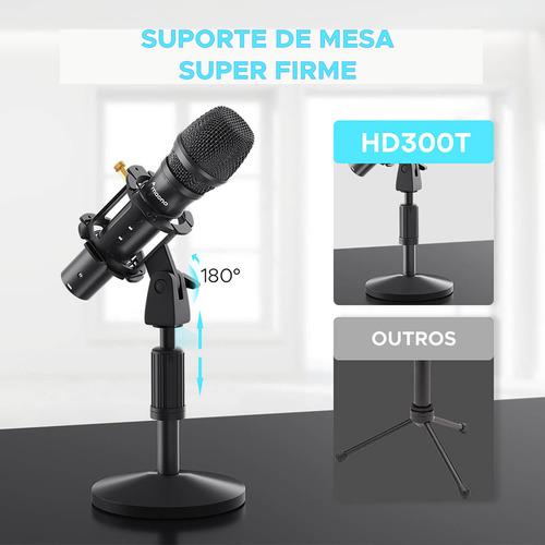 Micrófono Maono AU-HD300t para podcasting sin latencia, color negro