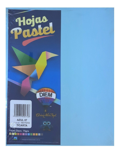 Papel Bond Carta 37 K Diem Bright Paquete Con 100 Hojas Color Azul Pastel 07