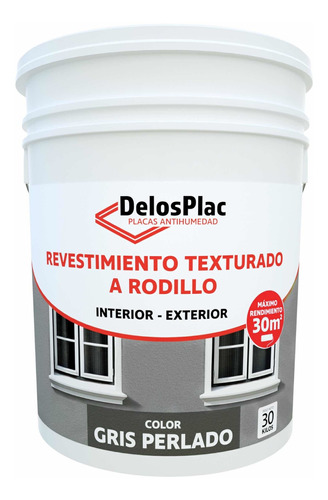 Revestimiento Texturado A Rodillo Gris Perlado 30k Delosplac