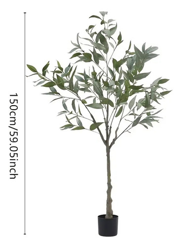 Árbol Artificial Eucalipto Planta Decorativa 1.5m Con Maceta Verde