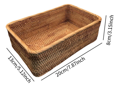 Cesta Organizadora De Ratán Para Cosméticos, 20 Cm X 13 Cm X