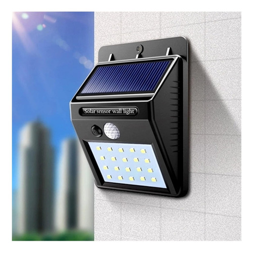 Set X4 Luz Led Exterior Solar Panel Aplique Con Sensor Movimiento Plafon Farol Detecta Movimiento Luz Para Jardin Entrada Casa Estructura Negro 20 Leds Levys Bazar
