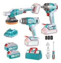 Comprar Kit inalámbrico Total 20v llave impacto 1\u002F2'' 400nm lustra pulidora 6 pulgadas 150 mm pistola de calor 30-550℃ con 2 baterías 5.0 Ah Litio-Ion TOSLI240863