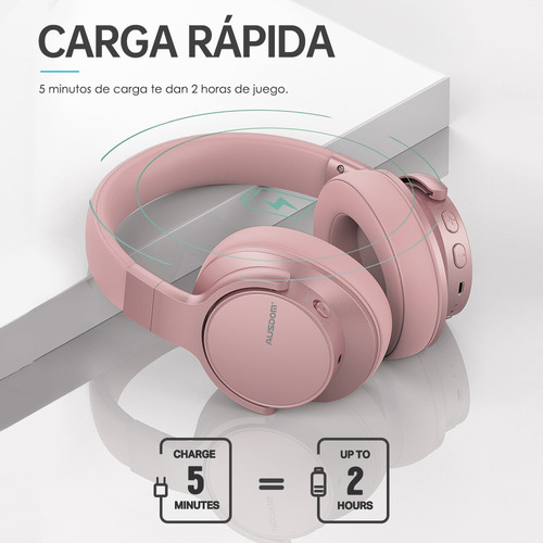 Ausdom Auriculares Inalámbricos Anc 50h Tiempo De Juego Color Rose Gold
