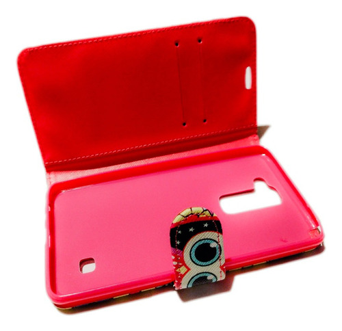 Funda Protector Cartera Para Celular Lg Stylus 2 Rosa Geométrico