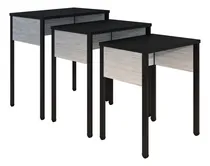 Comprar Playcon Juego De 3 Mesas Auxiliares Grande, Mediana Y Pequeña Mesas De Sala Juego De Mesas Decorativas Nido (negro Gris)