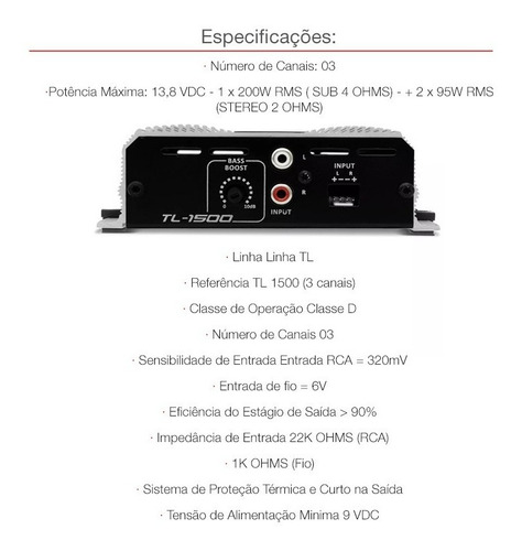 Imagem 6 de 9 de Módulo Amplificador Digital Taramps Tl-1500 3 Canais Class D