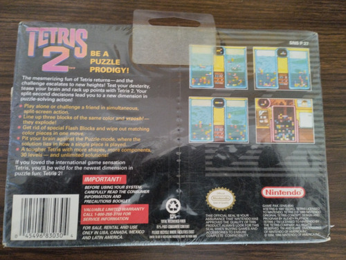 Tetris 2 Super Nintendo Snes Sellado 1994 (Usado)