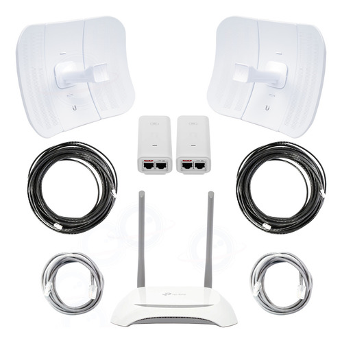 Kit Punto A Punto Wifi 10km Tecnología Ac + Router Color Blanco