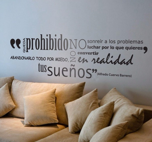 Imagen 1 de 3 de Frase Motivacion Prohibido No Sonreir Vinilo Decorativo