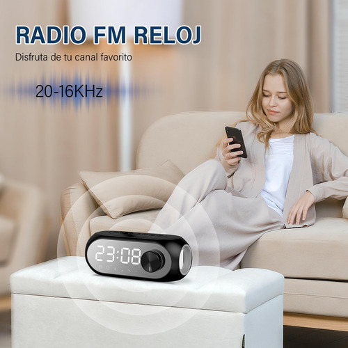 Reloj Despertador Digital Con Altavoz Bluetooth Con Radio