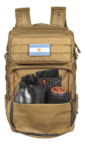 Mochila tática militar Assault Reinforced Cordura, rígida, cor cáqui, design de tecido liso