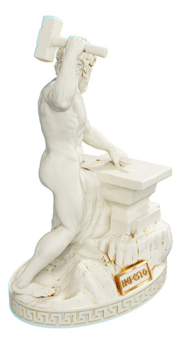 Estátua Hefesto Deus Vulcano Estatueta Resina Cor Cor Mármore Dourado