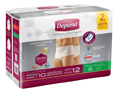 Pañal Para Adulto Depend Derma Protect + Toallitas Húmedas