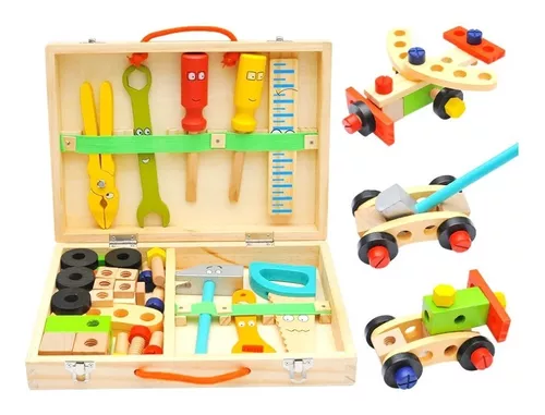 Caja Herramientas Juguetes Para Bebés Madera Log-on Toys