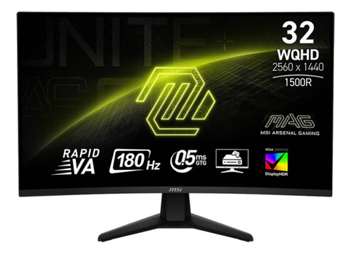 Monitor Gamer Msi Mag 32cq6f 31.5, Curvo, 180hz, 0.5ms Color Negro