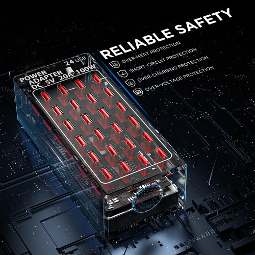Estación De Carga Rápida 24 Puertos 100w Multi Dispositivo