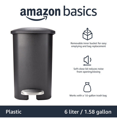 Conceptos Básicos Baño Compacto Pequeño Lata De Basura Con 6