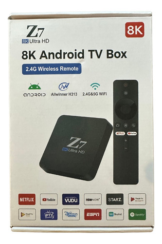 Streaming Tv Box Z7 8k Ultra Hd Android 2gb 8gb Google Voz Negro De Voz