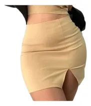 Comprar Pollera O Falda Corta De Vestir Con Tajo Sexy De Bengalina