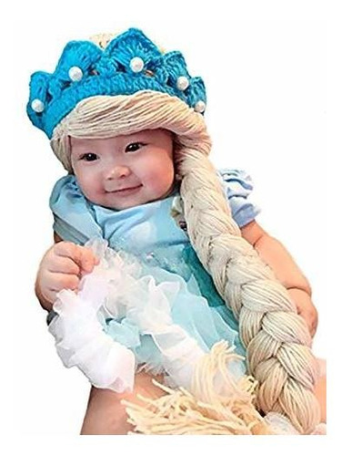 Gorro De Punto De Crochet Ice Queen Princess Beanie Con Tiar