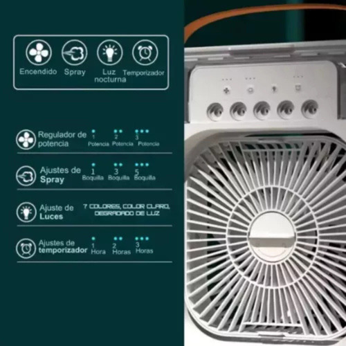 Ventilador Usb Porta Agua Aire Acondicionado Con Temporizado Blanco