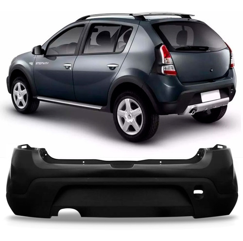 Parachoque Traseiro Sandero Stepway 2008 09 2010 2011 Preto