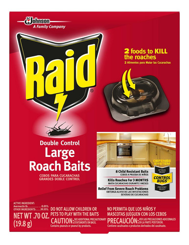 Raid Double Control, Cebos De Cucaracha Grandes 0.70 Onzas (