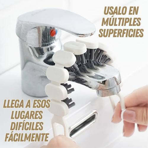 2 Cepillo Flexible Limpieza Espacios Reducidos + 2 Delgado F Color Blanco