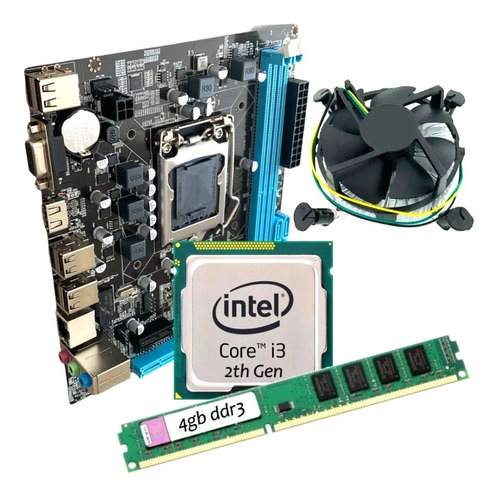 Kit Core I3 + Placa Mãe H61 1155 + 4gb Ddr3 + Cooler Novo 