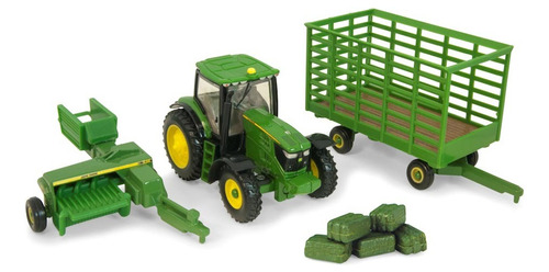 Tractor 6210r Con Empacadora Y Remolque John Deere 1/64