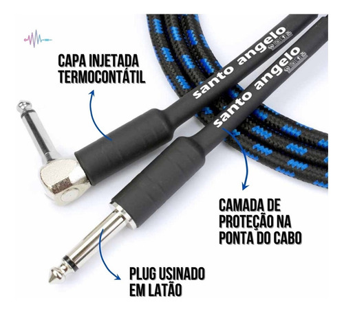 Cabo Guitarra Violão Santo Ângelo Textil 3,05 Metros Plug L