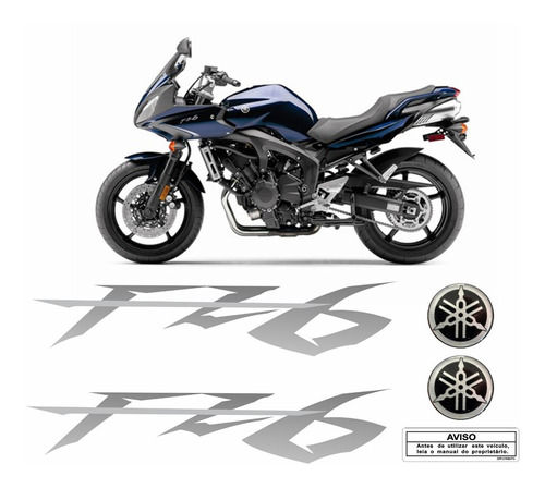 Kit Adesivo Emblema Yamaha Fazer Fz6 + Logo Resinado Fz6n602 Cor ADESIVO EMBLEMA GRÁFICO FZ6