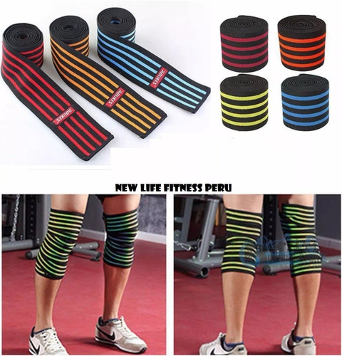 Imagen 3 de 4 de Vendas Para Potencia Rodillera Gym Pesas Sentadilla Verde